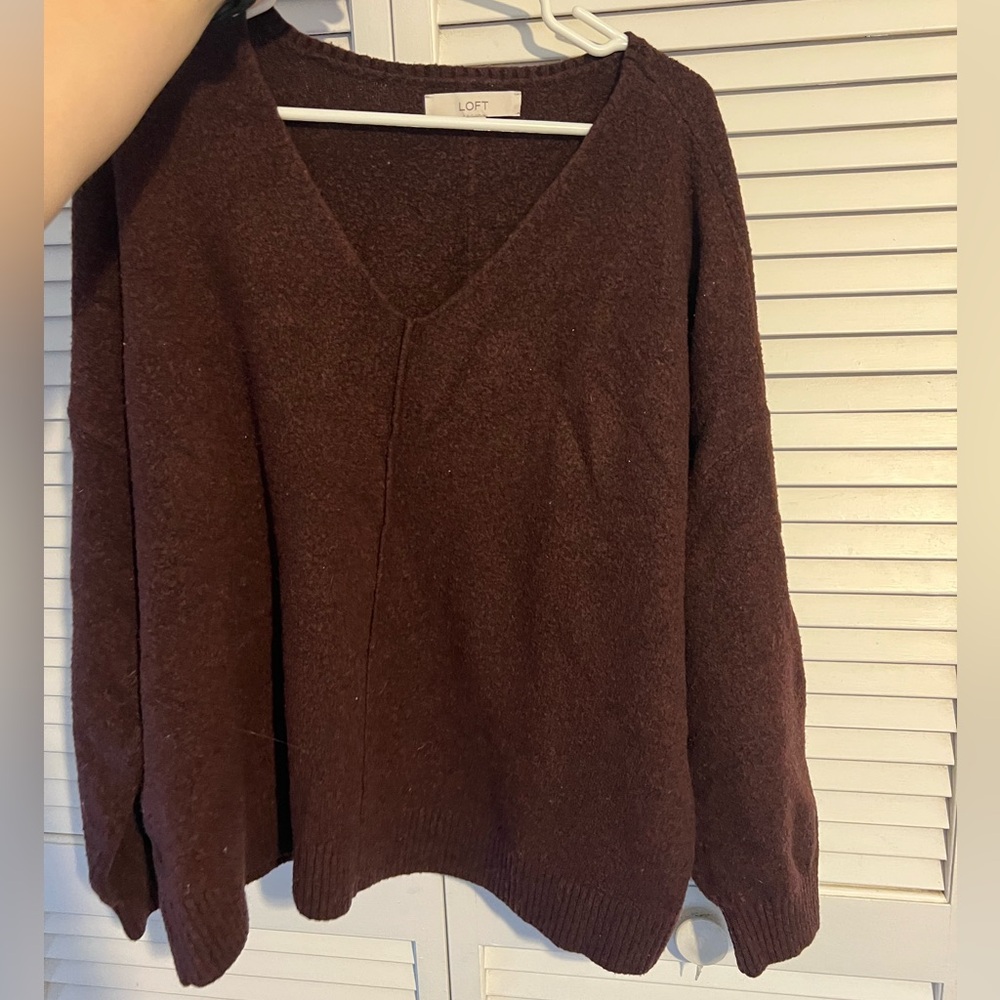 LOFT Vneck Sweater- Burgundy